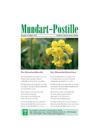 Titelseite: Mundart-Postille 1 - Fr&uuml;hjahr 2021